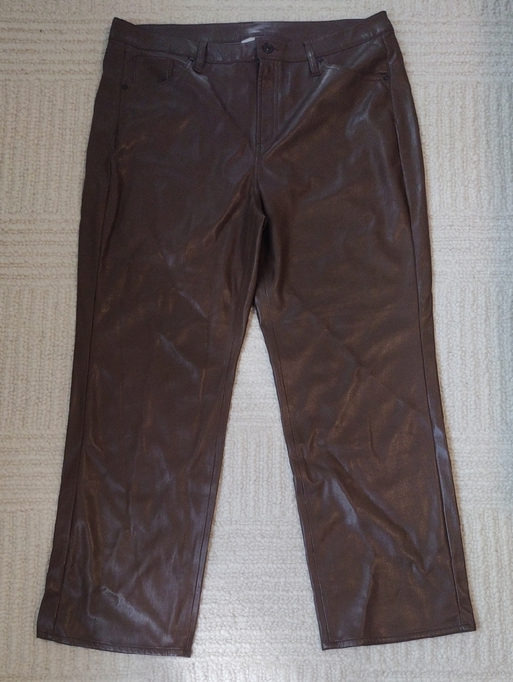 Chico's Straight-Leg Brown Faux Leather Jeans